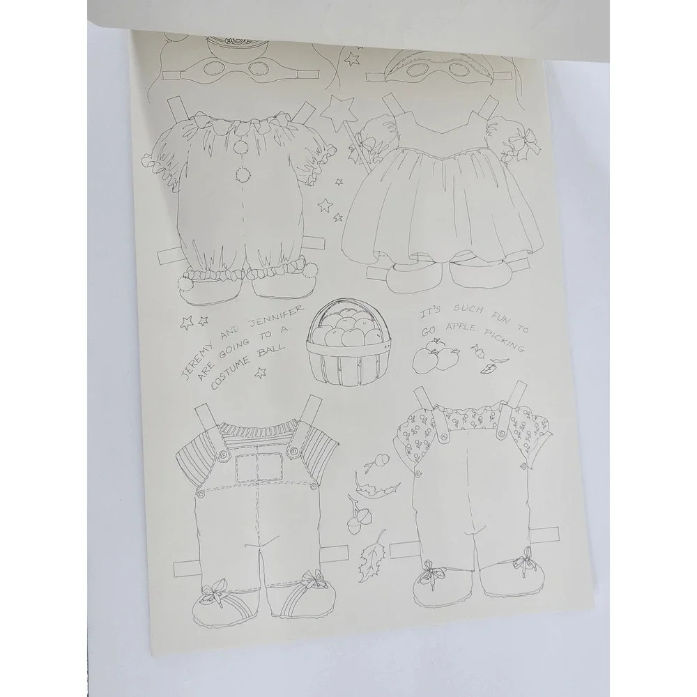 Vintage Red Farm Studio Jeremy & Jennifer Bear Paper Dolls Color Cut Out Set